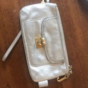 Juicy Couture Metallic Silver Wristlet - vintage.